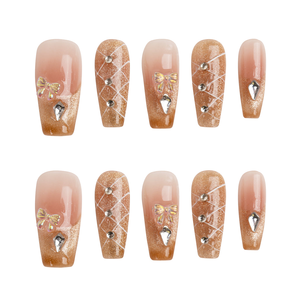 Crystal Blush Lattice Handmade Press on Nails