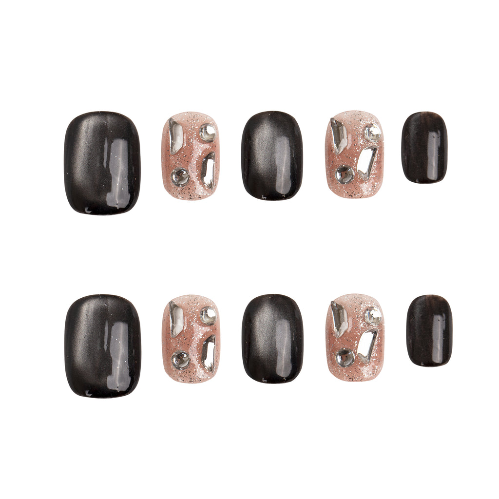 Obsidian Opal Handmade Press on Nails