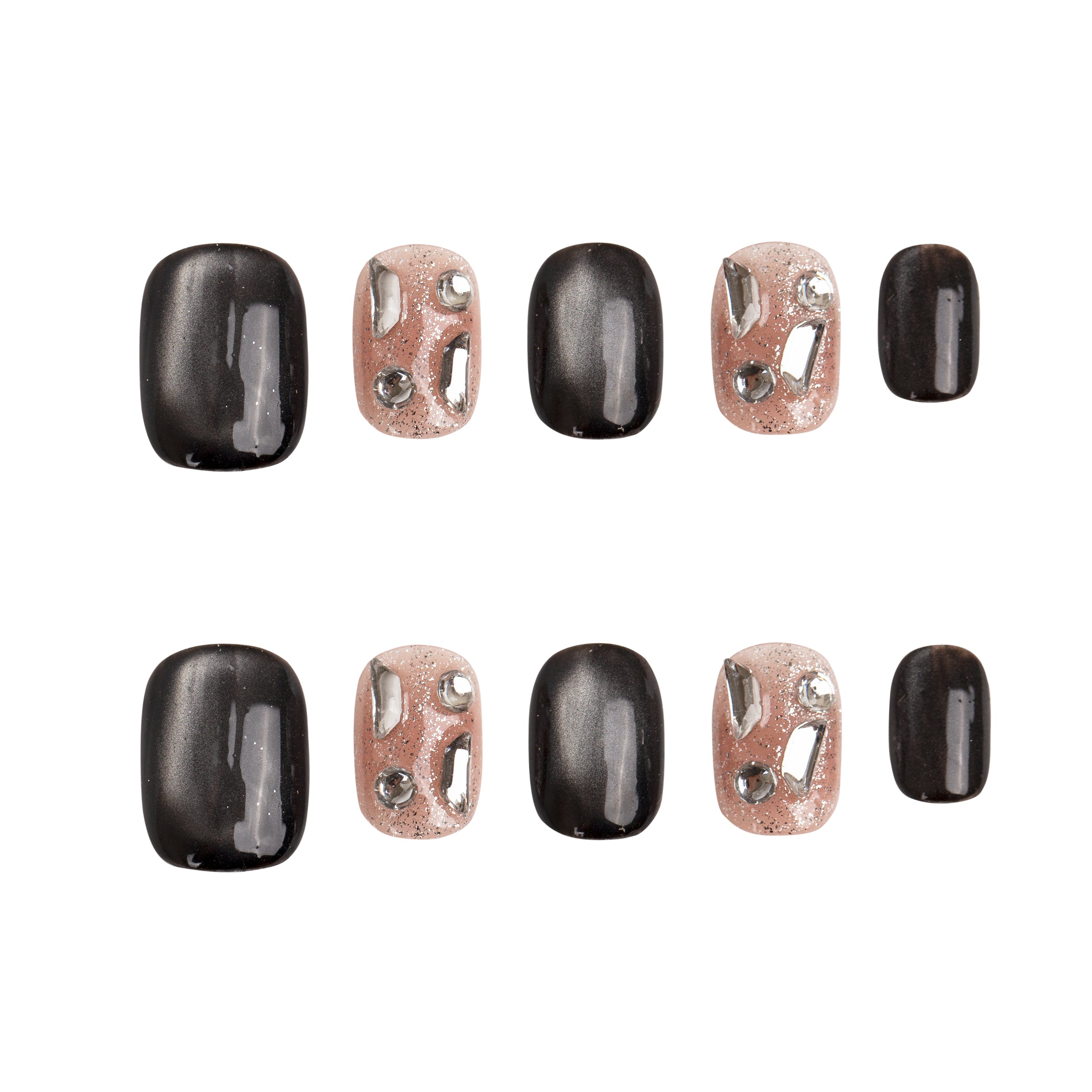 Obsidian Opal Handmade Press on Nails