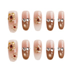 Golden Rose Charm Handmade Press on Nails