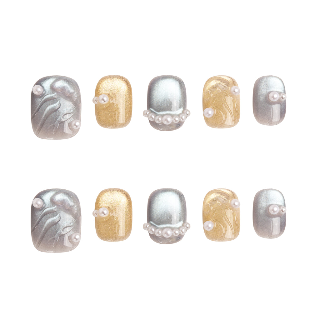 Champagne Opal Veil Handmade Press on Nails