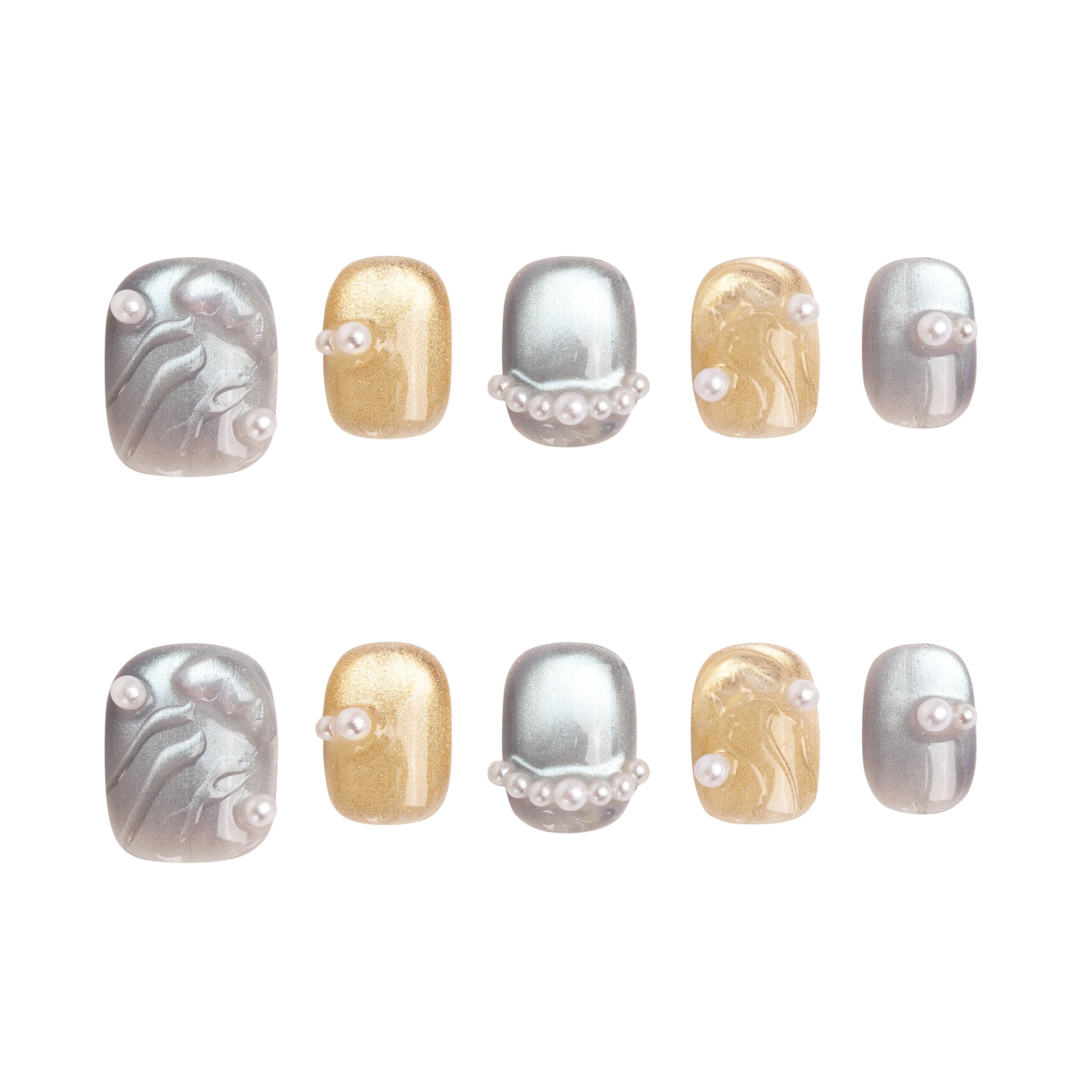 Champagne Opal Veil Handmade Press on Nails