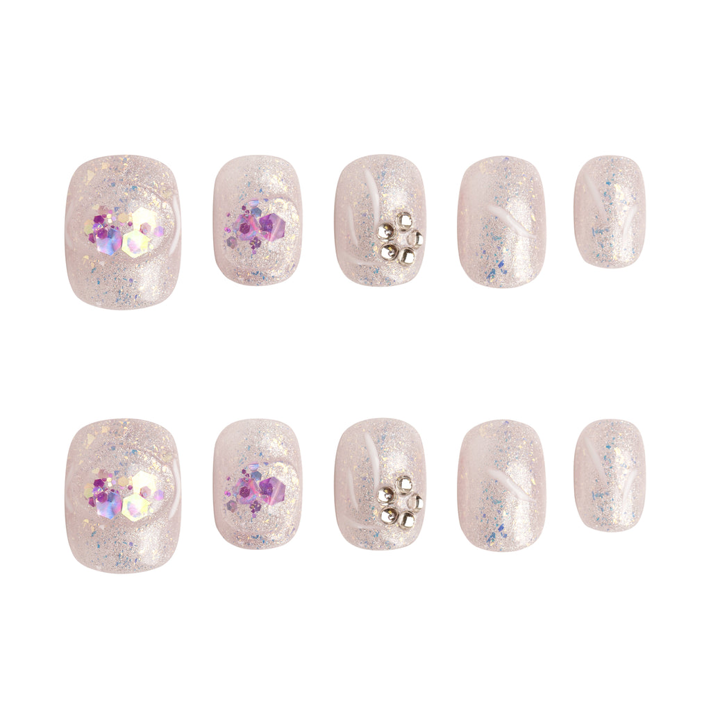 Celestial Pearl Bloom Handmade Press on Nails