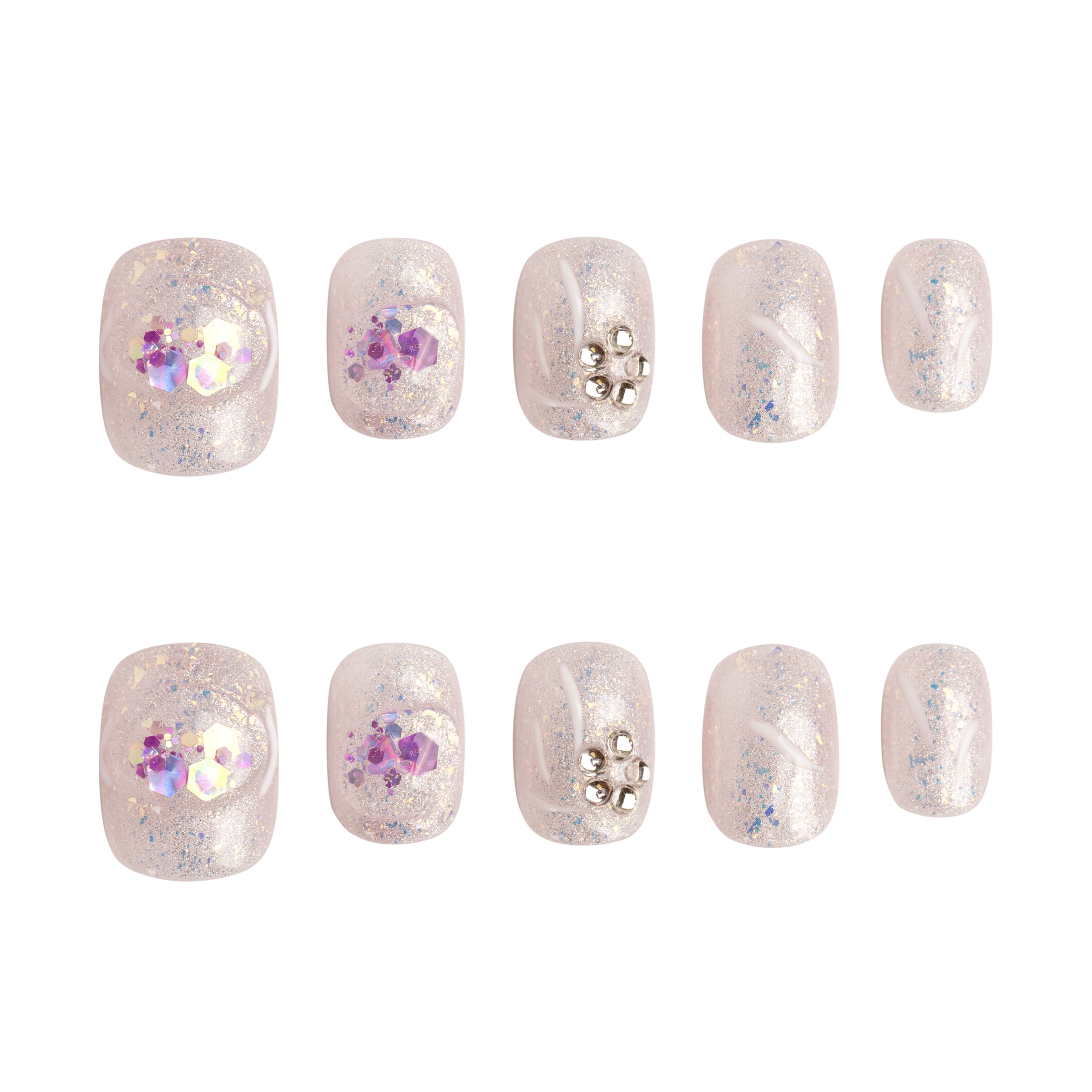 Celestial Pearl Bloom Handmade Press on Nails