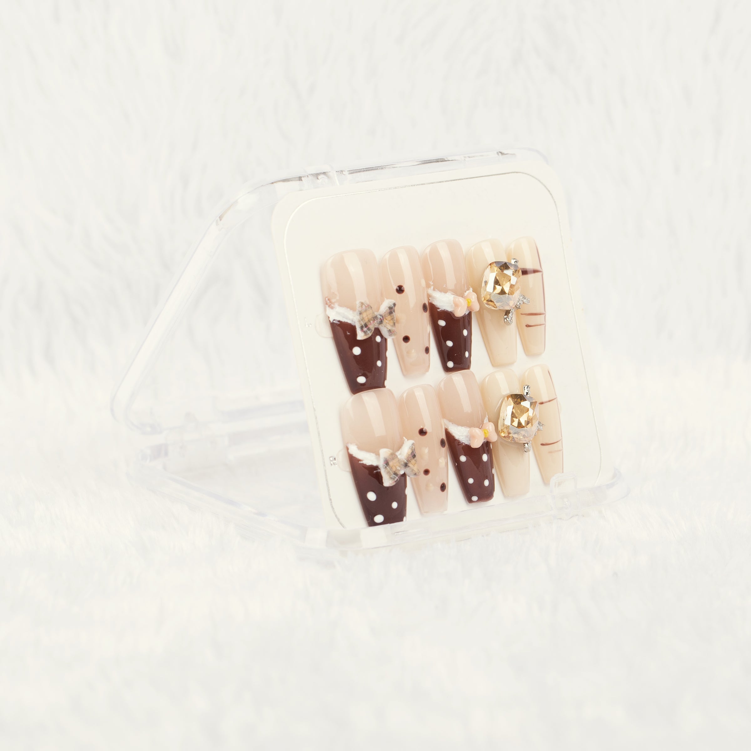 Cocoa Dots Handmade Press on Nails