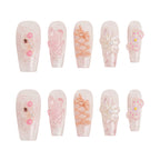 Pink Fairy Garden Handmade Press on Nails