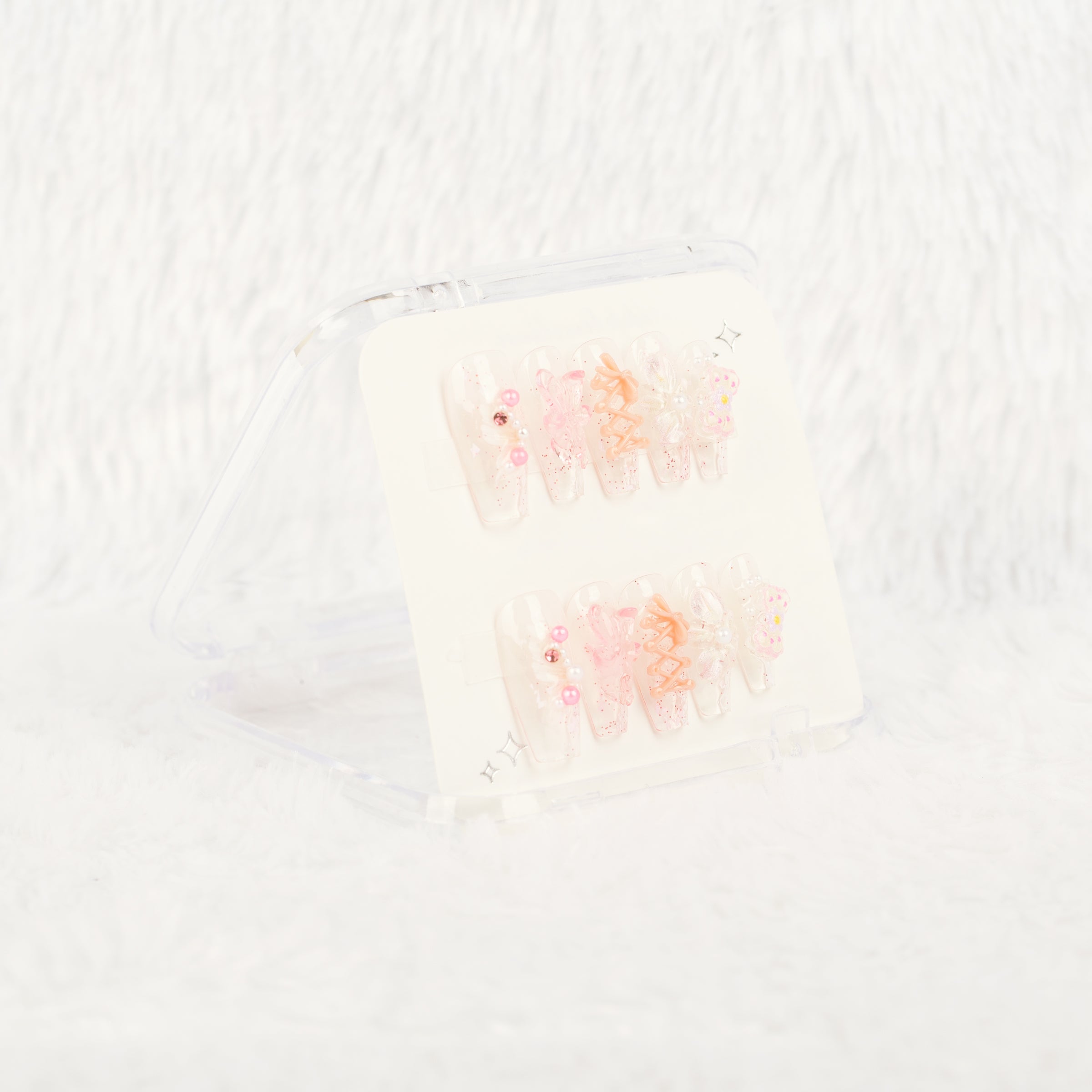Pink Fairy Garden Handmade Press on Nails