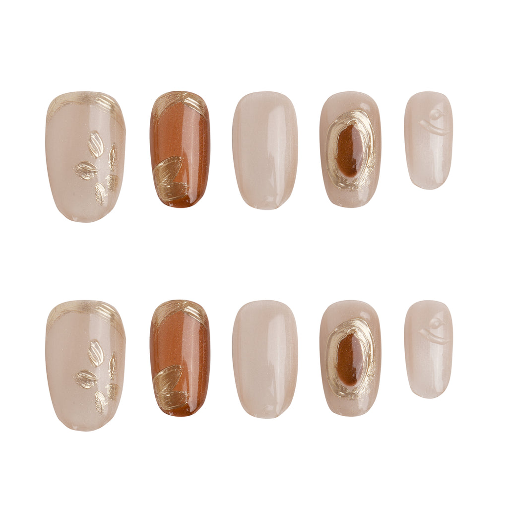 Champagne Cocoa Handmade Press on Nails