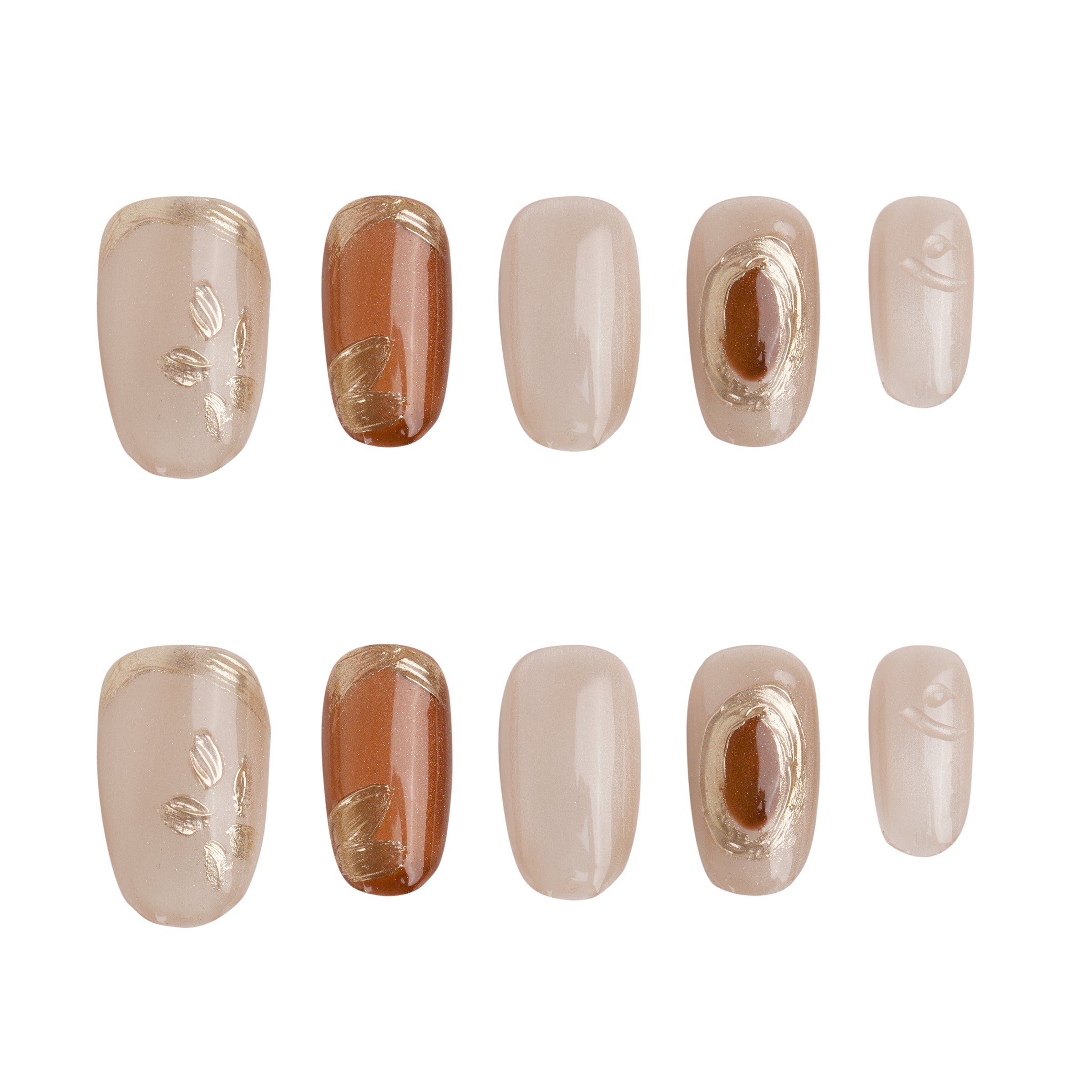 Champagne Cocoa Handmade Press on Nails