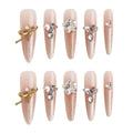 Golden Ribbon Jewels Handmade Press on Nails