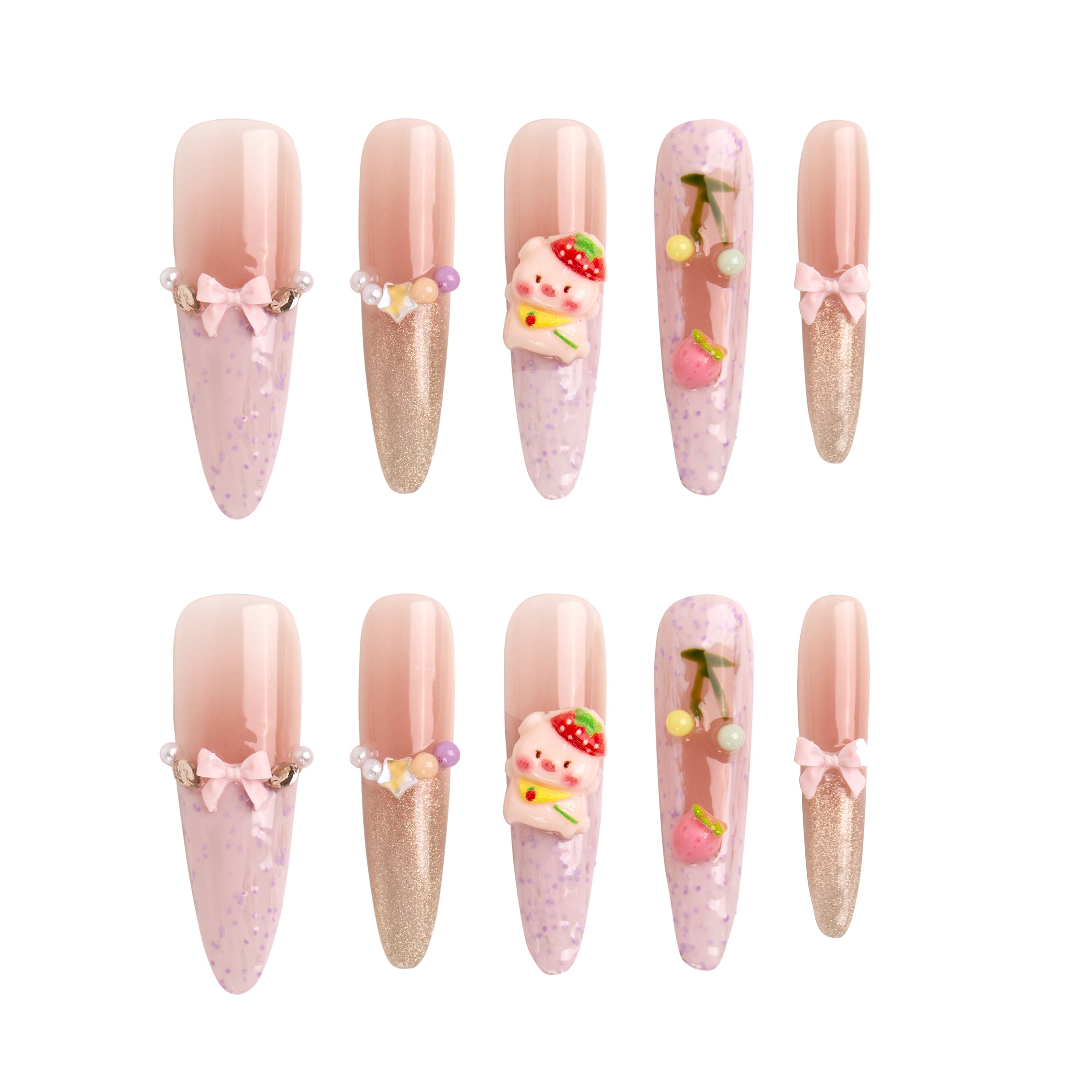 Miss Piggy Handmade Press On Nails