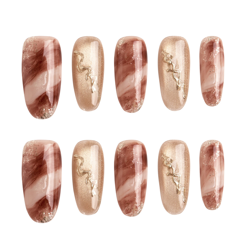 Blush Marble Handmade Press on Nails