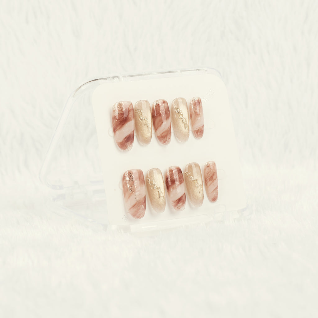 Blush Marble Handmade Press on Nails
