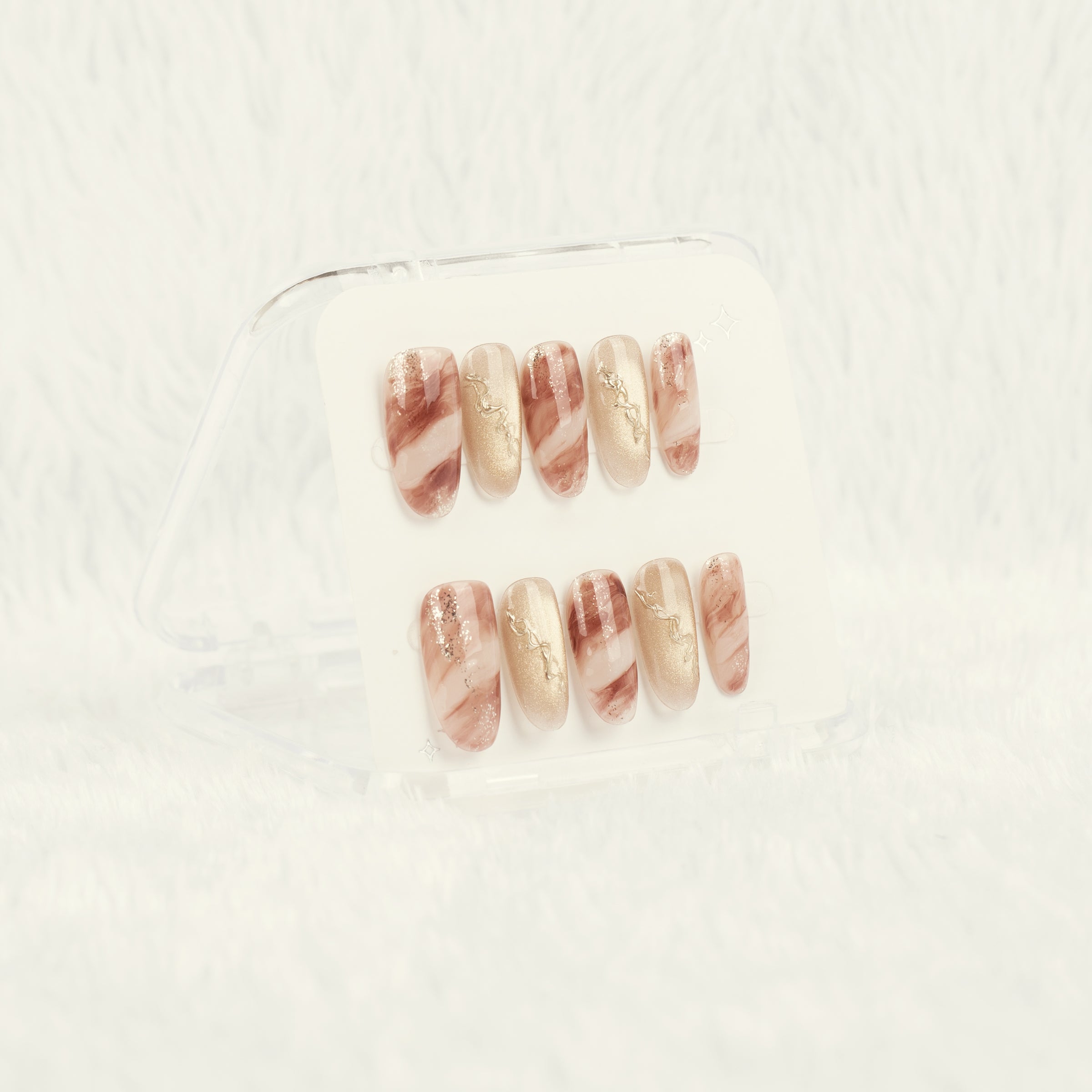 Blush Marble Handmade Press on Nails