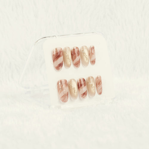 Blush Marble Handmade Press on Nails
