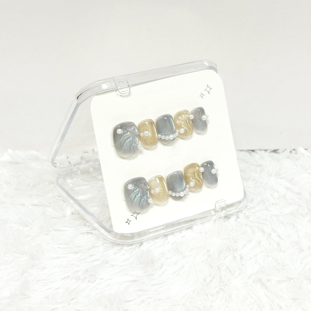 Champagne Opal Veil Handmade Press on Nails