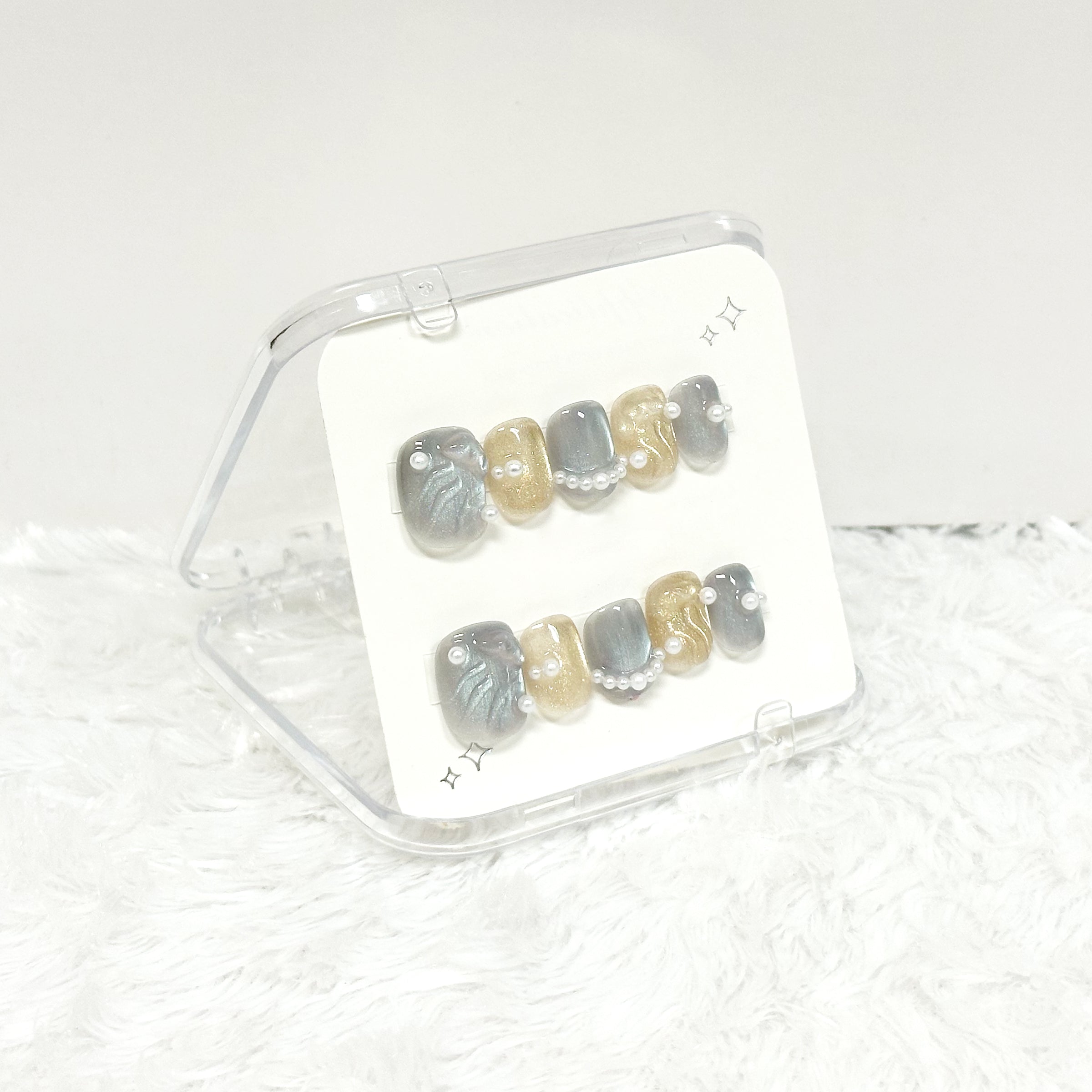 Champagne Opal Veil Handmade Press on Nails