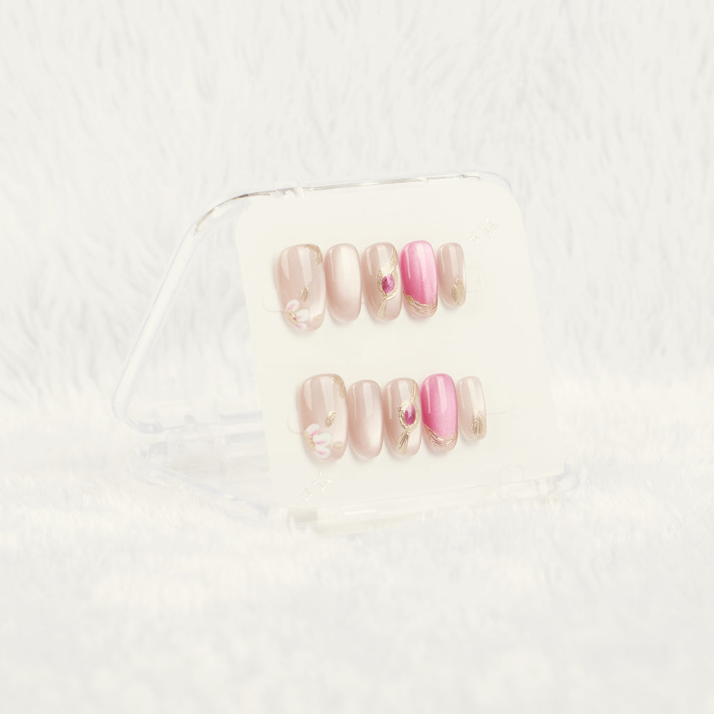 Velour Petal Glow Handmade Press on Nails