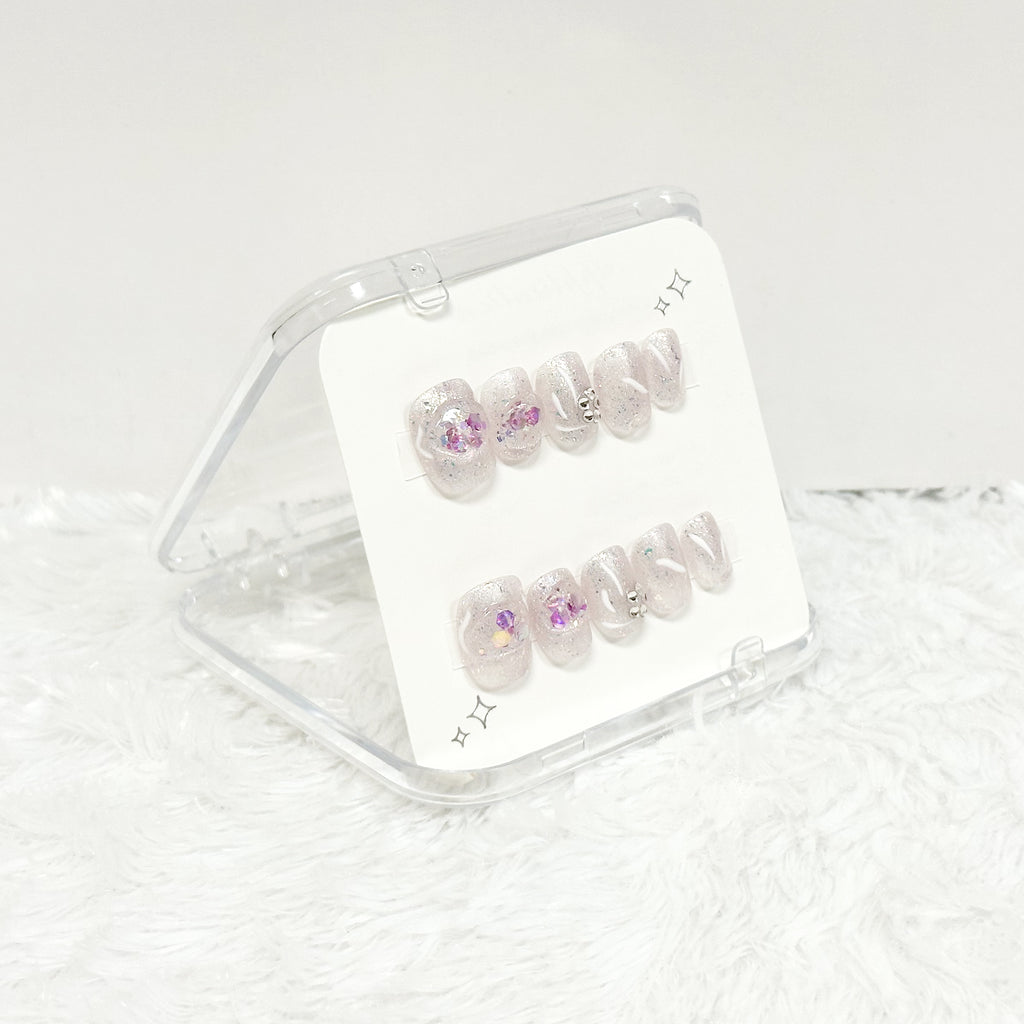 Celestial Pearl Bloom Handmade Press on Nails