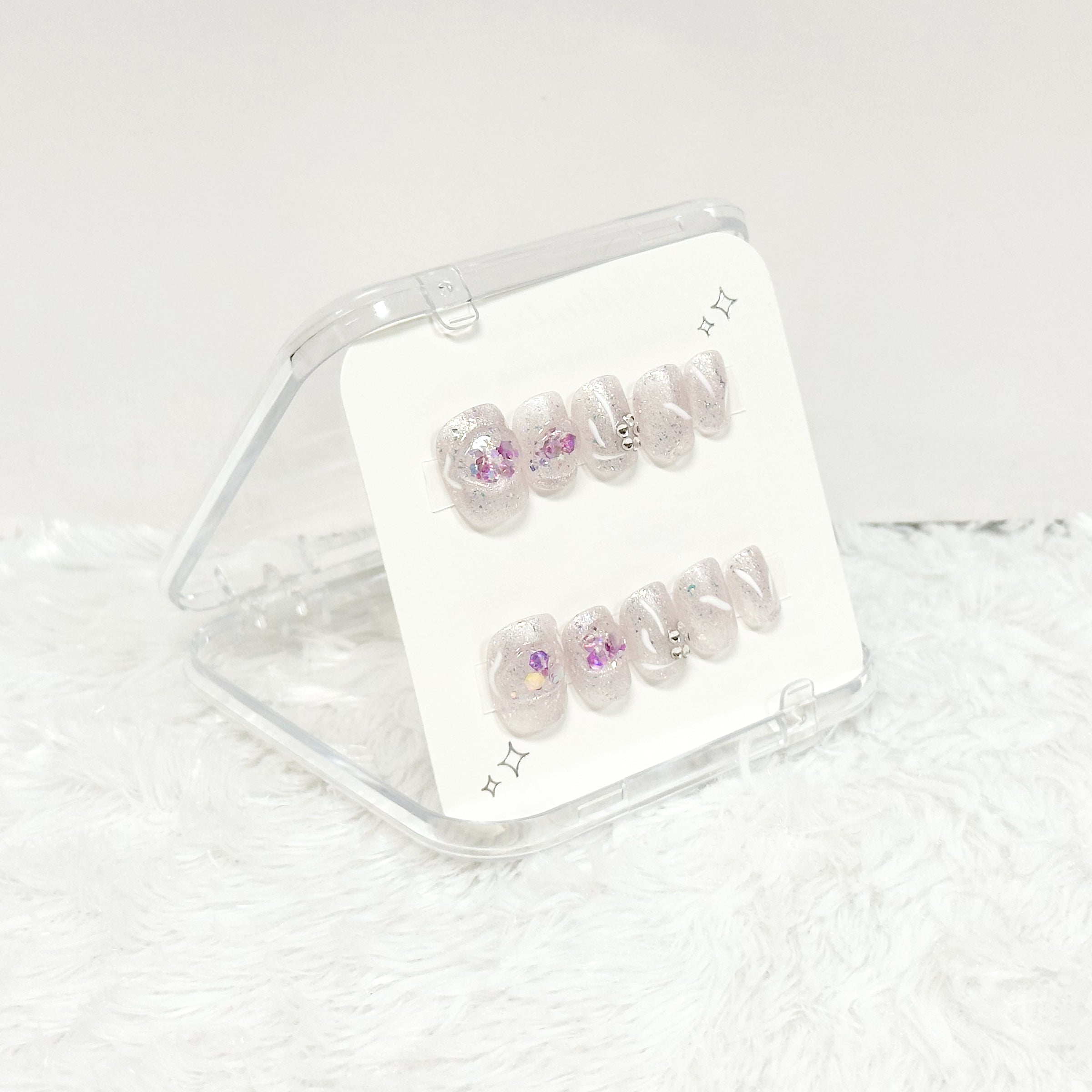 Celestial Pearl Bloom Handmade Press on Nails