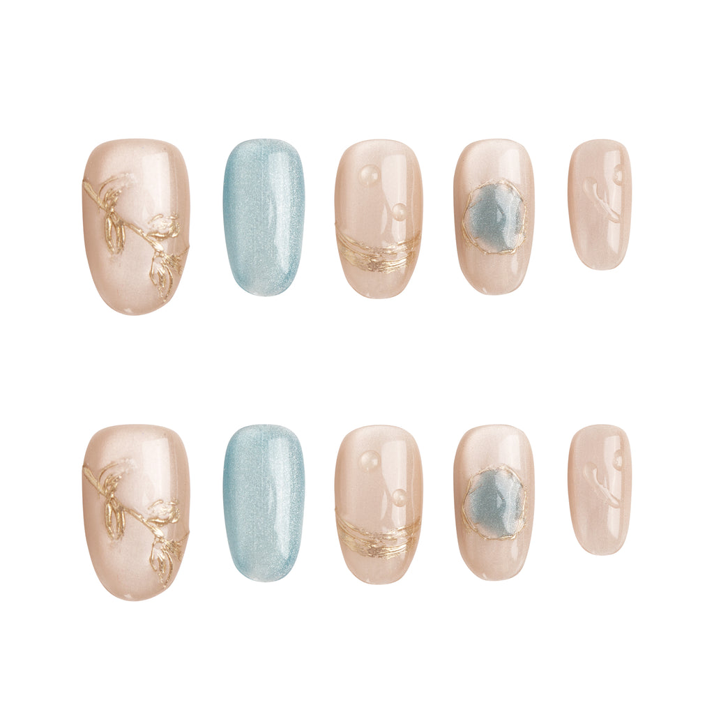 Celestial Dew Embrace Handmade Press on Nails