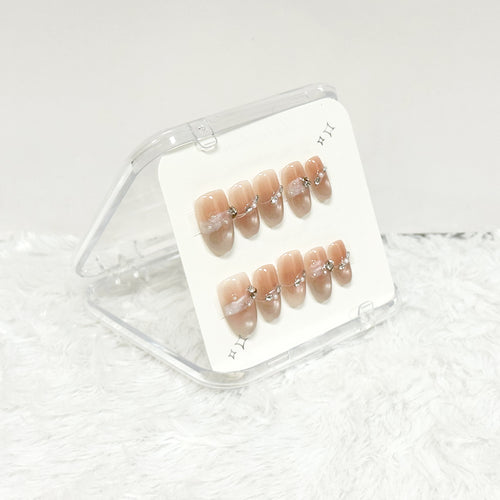 Blush Crystal Line Handmade Press on Nails