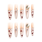 Crystal Hearts Handmade Press on Nails