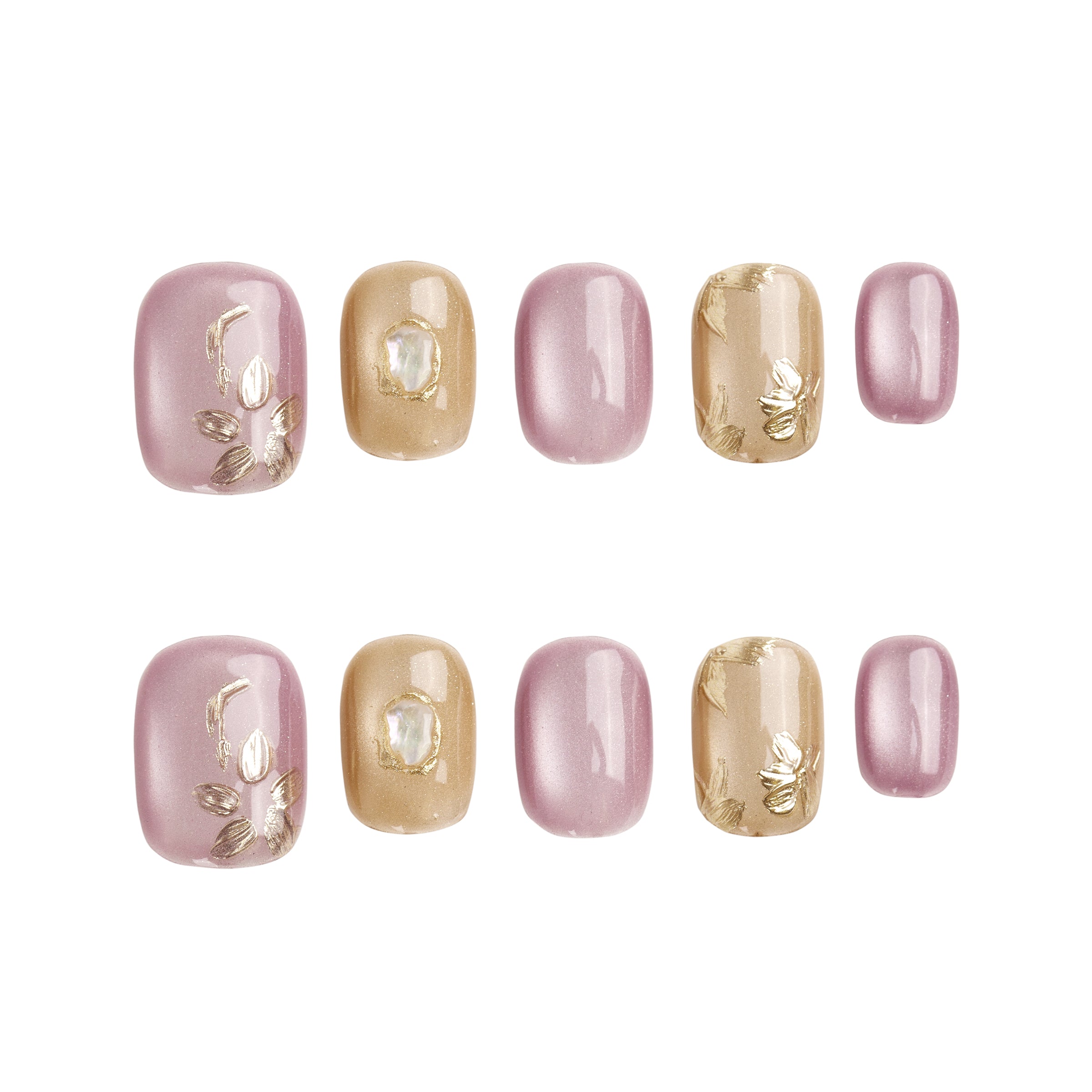 Gilded Petal Whisper Handmade Press on Nails