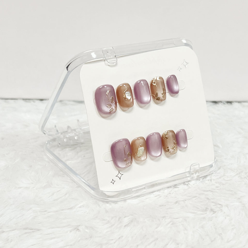 Gilded Petal Whisper Handmade Press on Nails