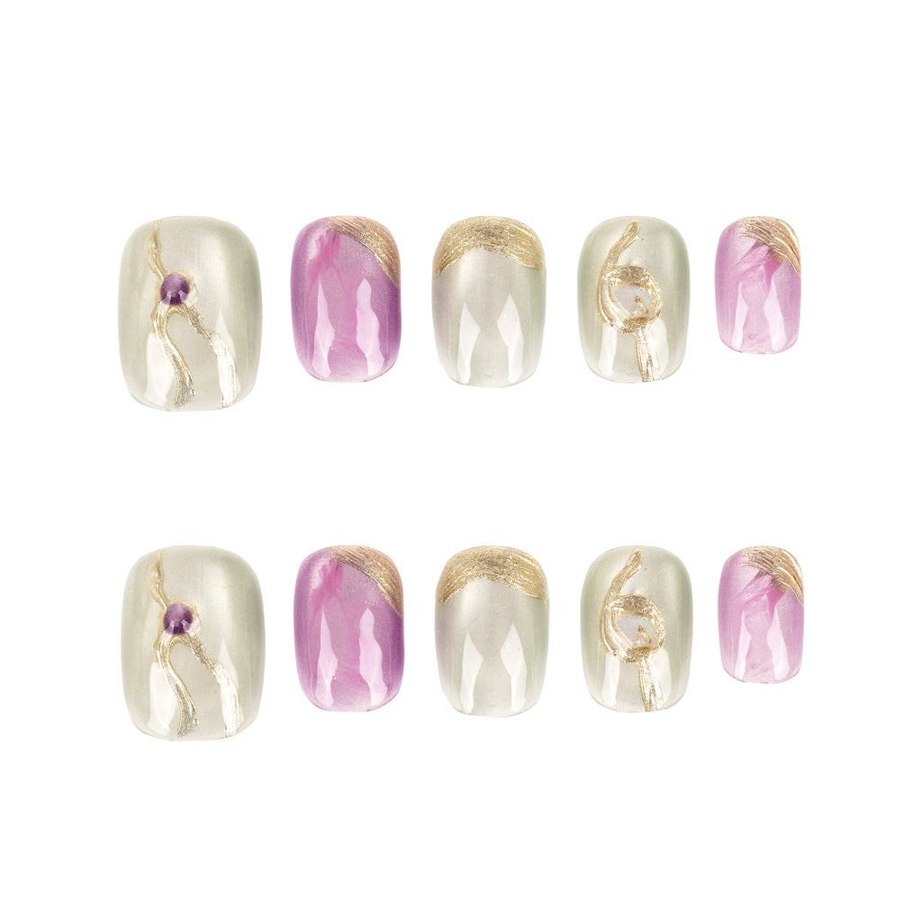 Amethyst Sage Opaline Handmade Press on Nails