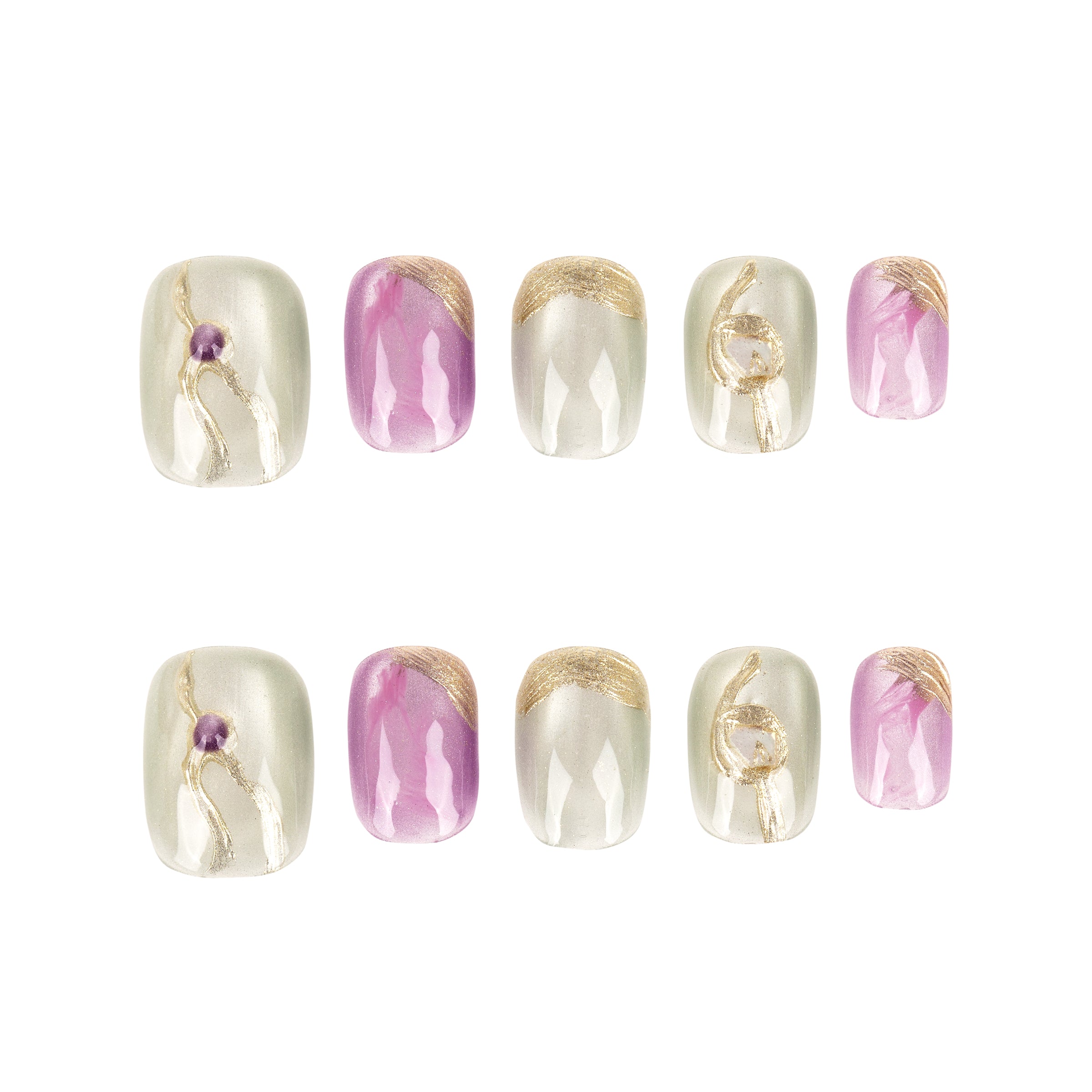 Amethyst Sage Opaline Handmade Press on Nails