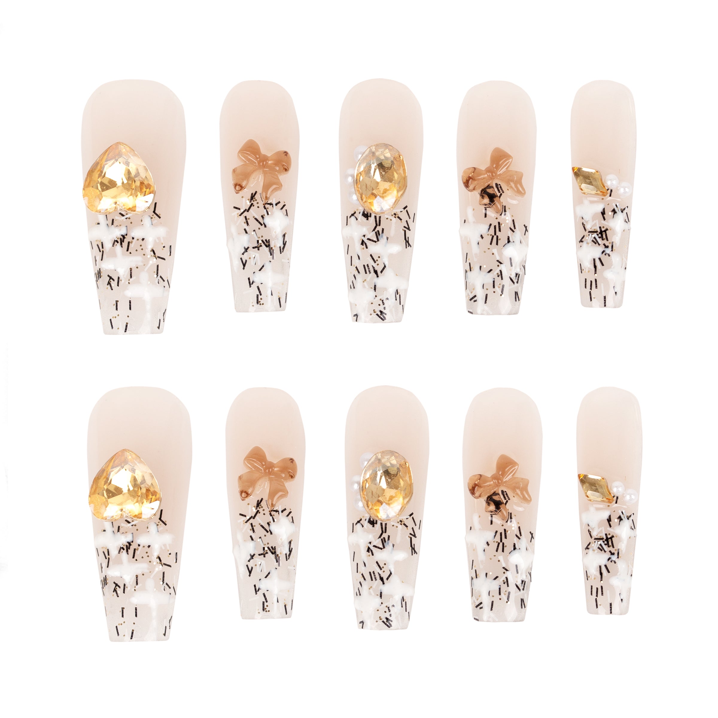 Caramel Latte Sprinkle Handmade Press On Nails