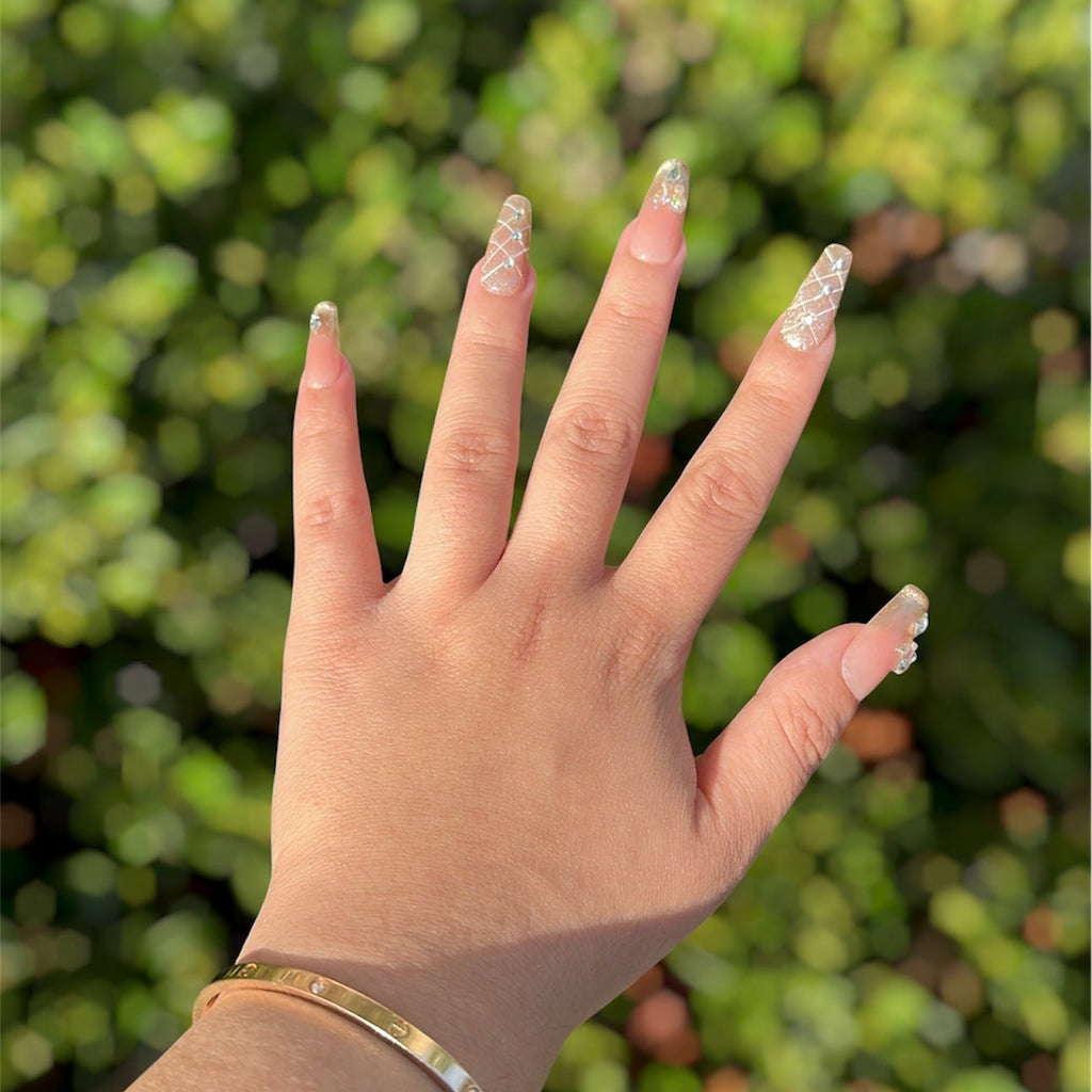 Crystal Blush Lattice Handmade Press on Nails