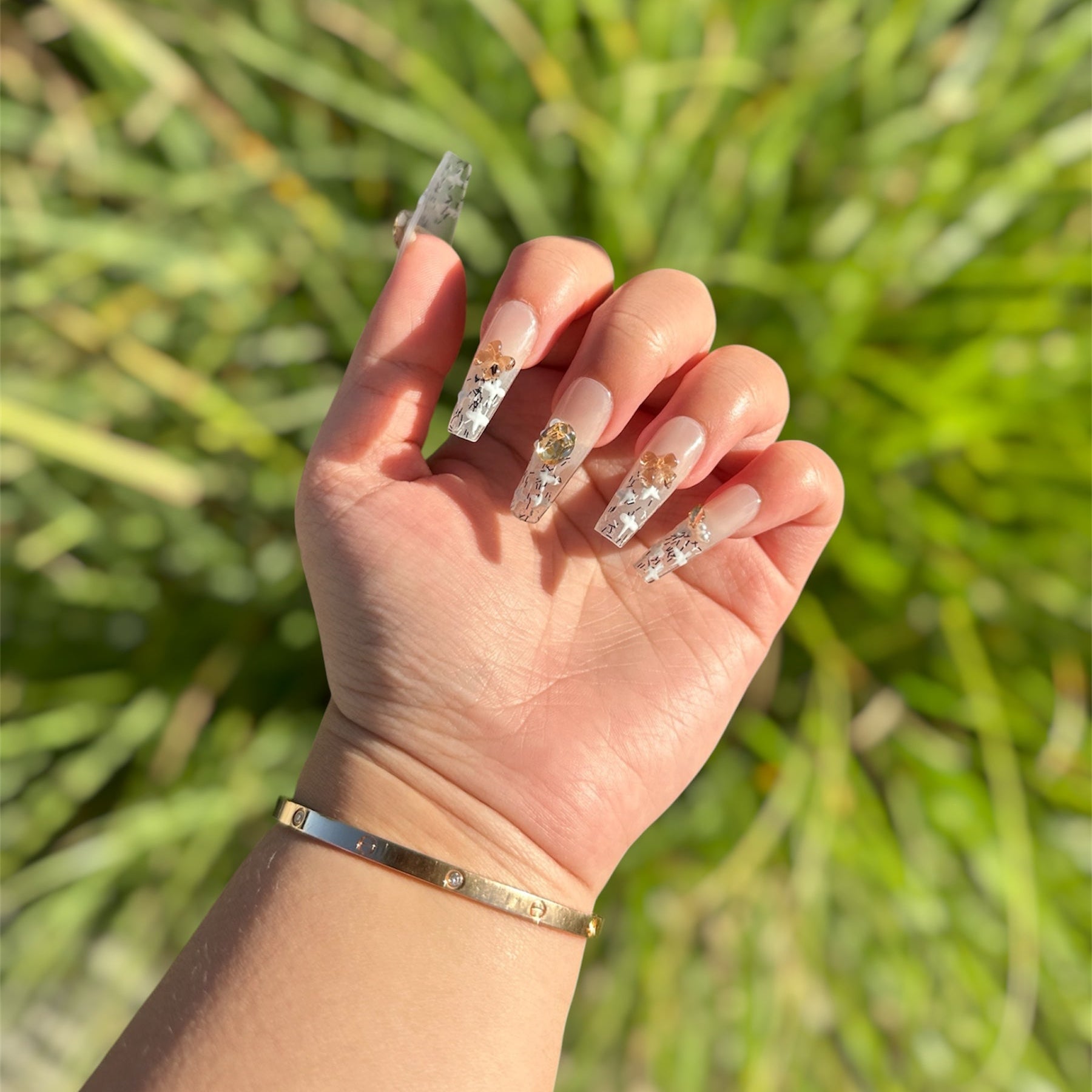 Caramel Latte Sprinkle Handmade Press On Nails